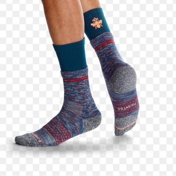 BOMBAS DOUBLE CUFF ALL-PURPOSE PERFORMANCE CALF SOCKS BLUE MAROON - Picture 1 of 5